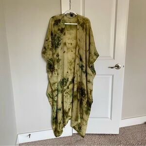 Steve Madden Tie Dye Open Front Side Slit Casual Grunge Shabby Chic Duster